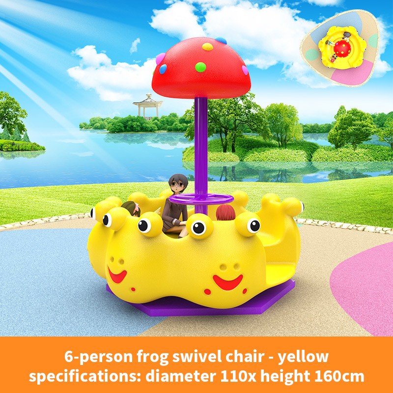 Carousel Factory - Cartoon Frog Shaped 6 Person Swivel Chair Park