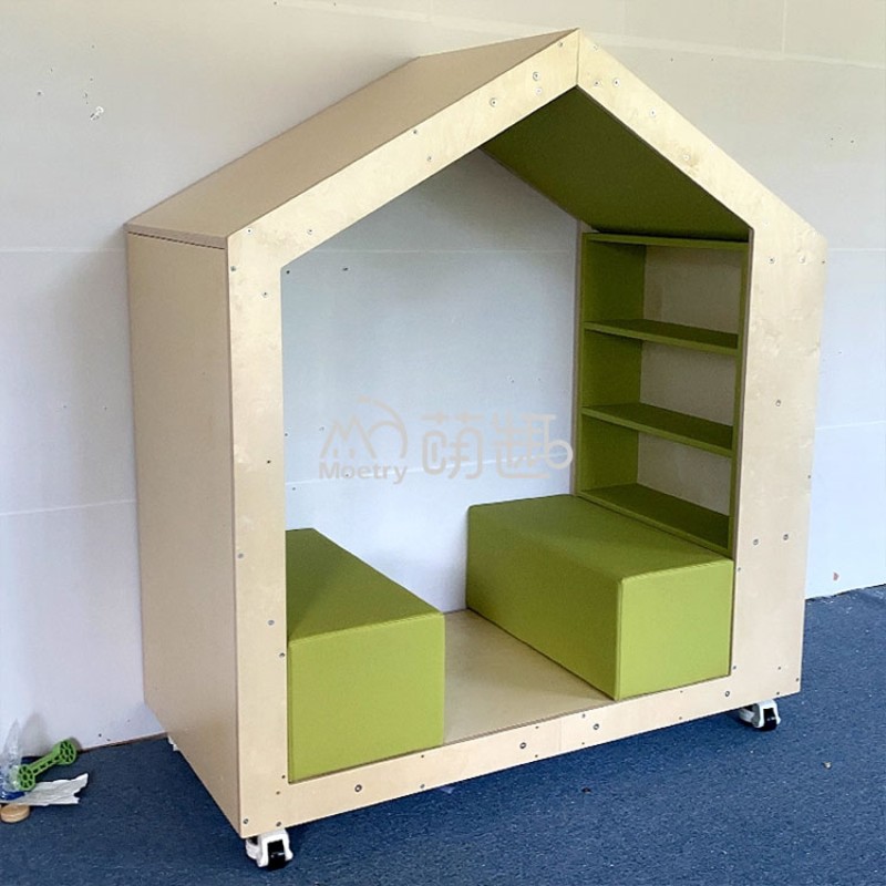 Reading Nook Manufacturer - Moetry Cozy Wooden Kids Bookcase Soft Seating