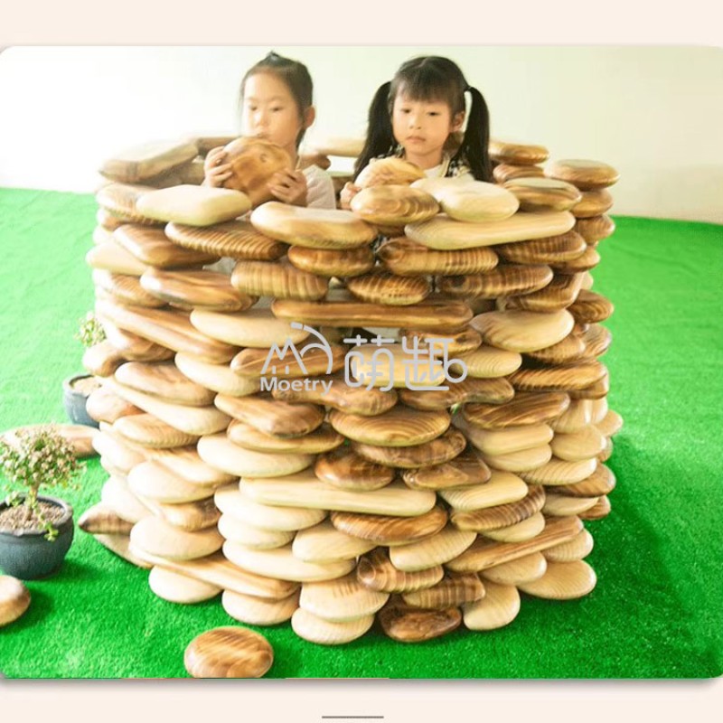 Building Blocks Manufacturer - Moetry Large Wooden Stacking Pebble