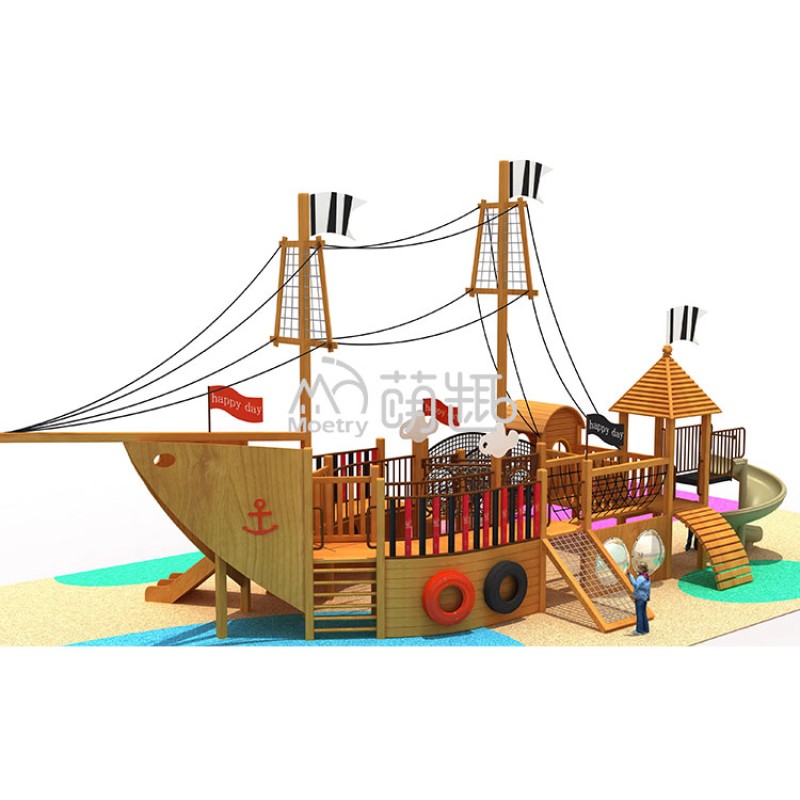 Pirate Ship Playground Manufacturer - Moetry Large Wooden Ship Tube Slide
