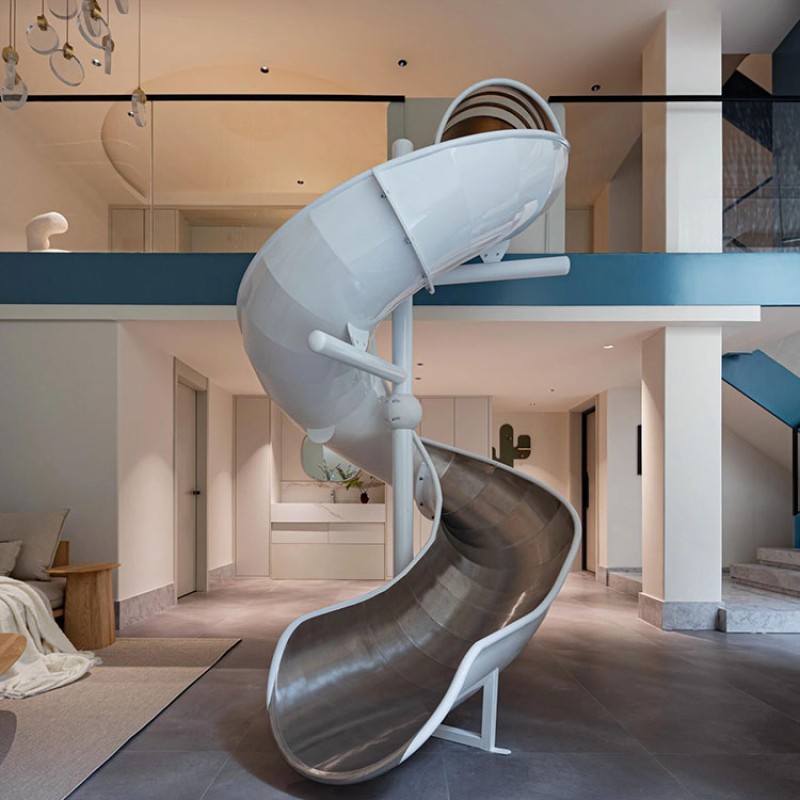 Spiral Slide Manufacturer - Moetry White Stainless Steel 360 Deck Slide