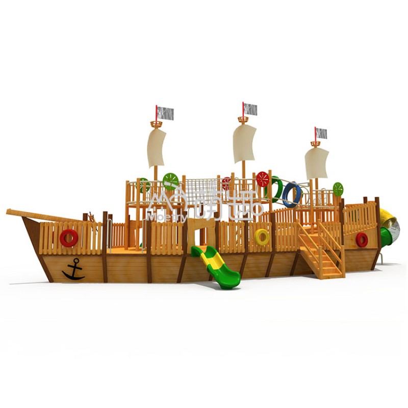 Pirate Ship Playground Manufacturer - Moetry Large Wooden Ship Tube Slide