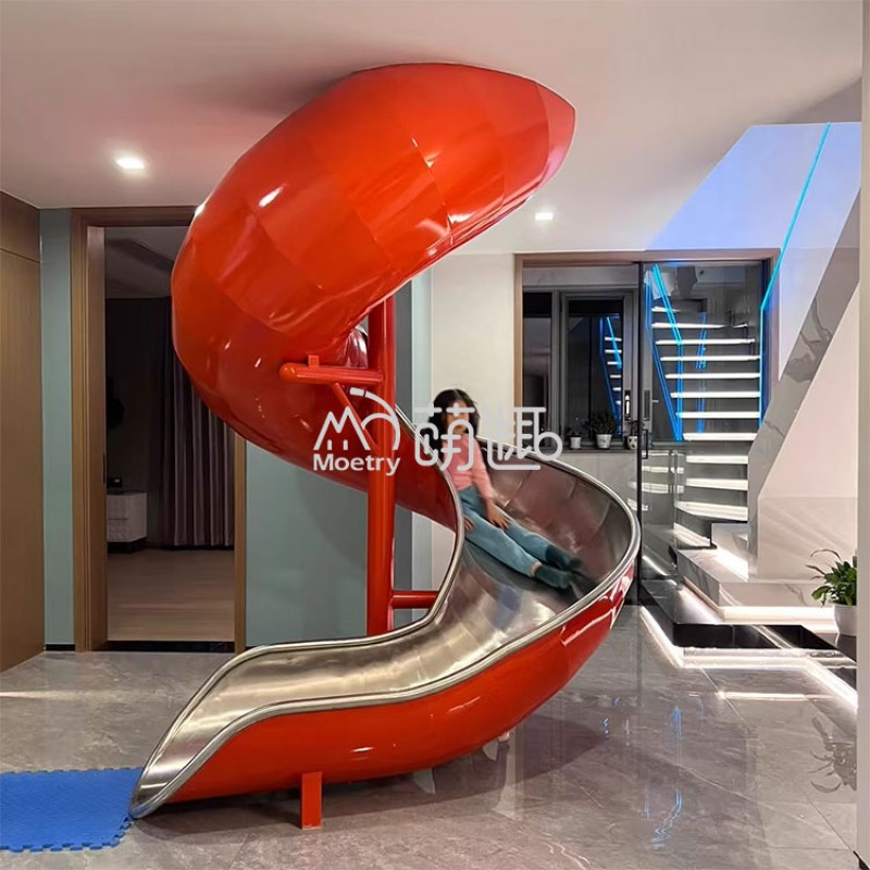 Spiral Slide Manufacturer - Moetry White Stainless Steel 360 Deck Slide