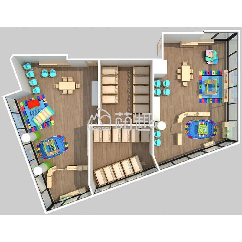 Daycare Furniture Factory - Montessori Wooden Table Chair Storage Set