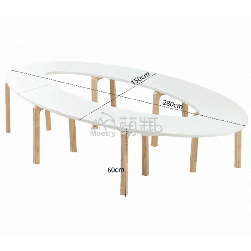 Playground Table Supplier - Moetry Creative Large Oval Table Chair Set