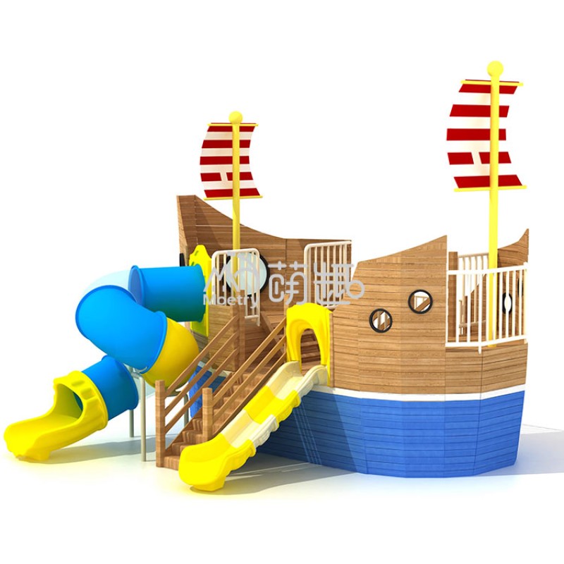 Pirate Ship Playground Manufacturer - Moetry Large Wooden Ship Tube Slide