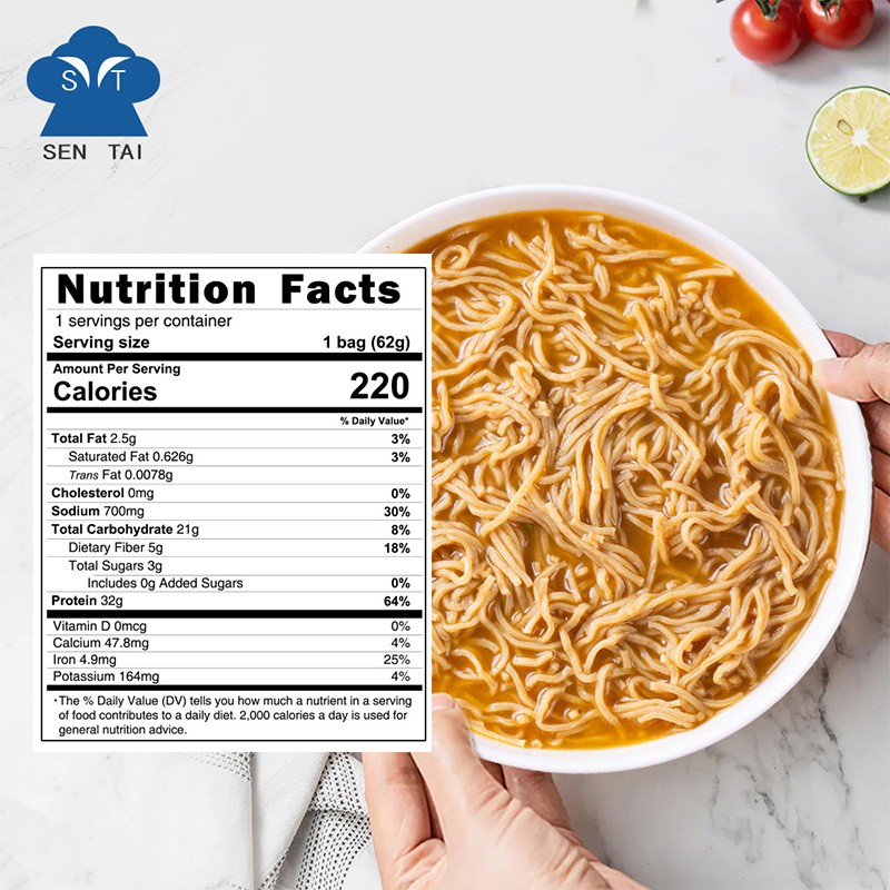High Protein Chicken Flavor Dry Noodles Fast Food Healthy Diet Instant Ramen Packaged in Bag