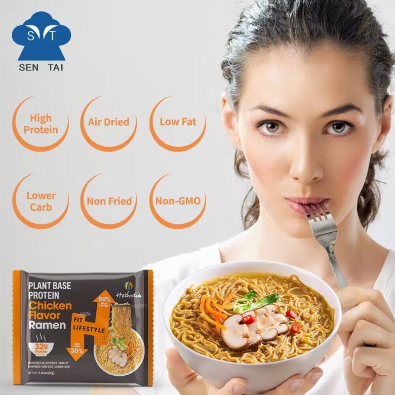 High Protein Chicken Flavor Air-Dried Ramen Pasta Low Fat Non-GMO Refined Non-Fried Lower Carb Soy-Based Instant Noodles Bag