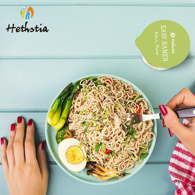 Korean Kimchi Flavor Instant Ramen Noodle Soup Mix Cup Microwaveable Conveniently Packaged in Box or Bag