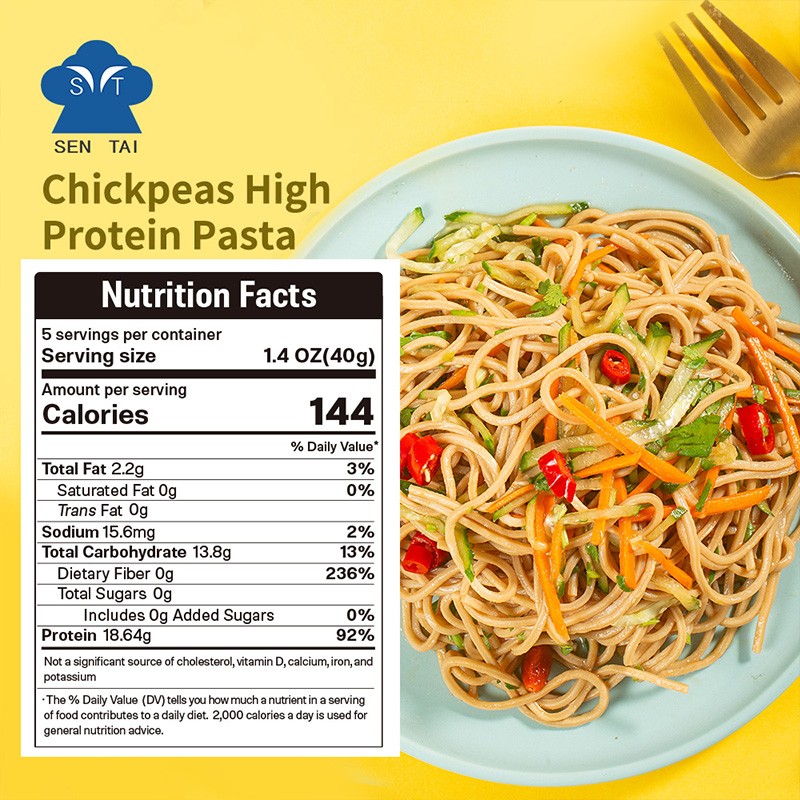 High Protein Low Calorie Chickpeas Pasta Keto-Friendly Easy to Make Low GI Refined Processing Box Packaging