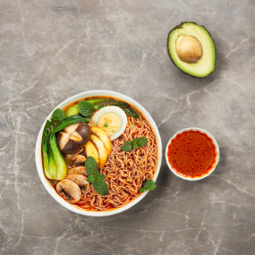 Non-GMO Instant Vegan Ramen Soup Cups Gluten-Free and Sugar-Free Packaged in Box or Bag