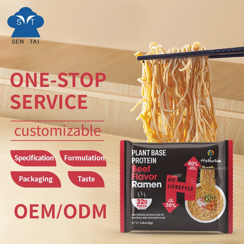 High Protein Low Carb Instant Ramen Noodles with Spicy Beef Flavor Keto-Friendly Meals in Bag Packaging