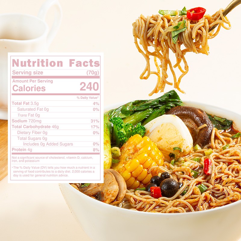 Vegan Halal Kosher Red Curry Flavor Instant Noodle Cup Microwaveable Rice Ramen Style Packaged in Box or Bag