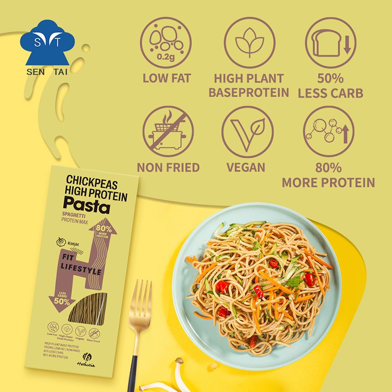High Protein Low Calorie Chickpeas Pasta Keto-Friendly Easy to Make Low GI Refined Processing Box Packaging
