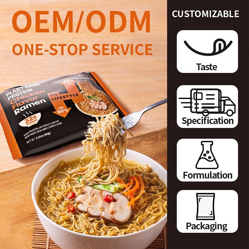 High Protein Chicken Flavor Dry Noodles Fast Food Healthy Diet Instant Ramen Packaged in Bag