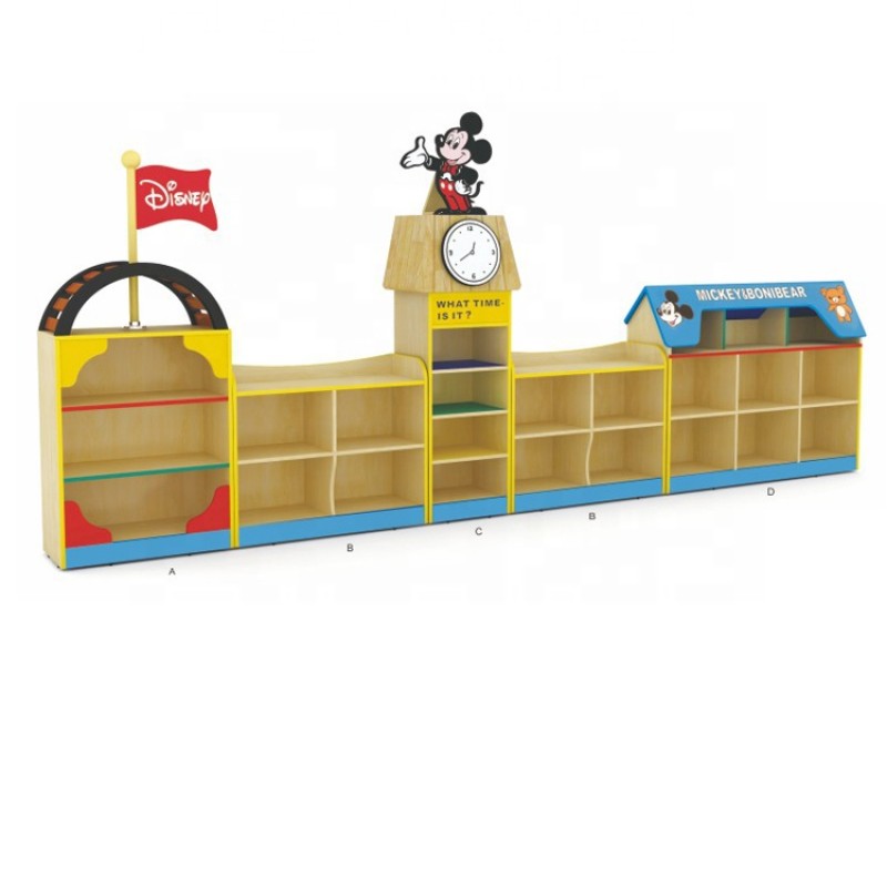 Kindergarten Furniture Factory - Wooden Nursery Book Shelf Cabinet for Kids