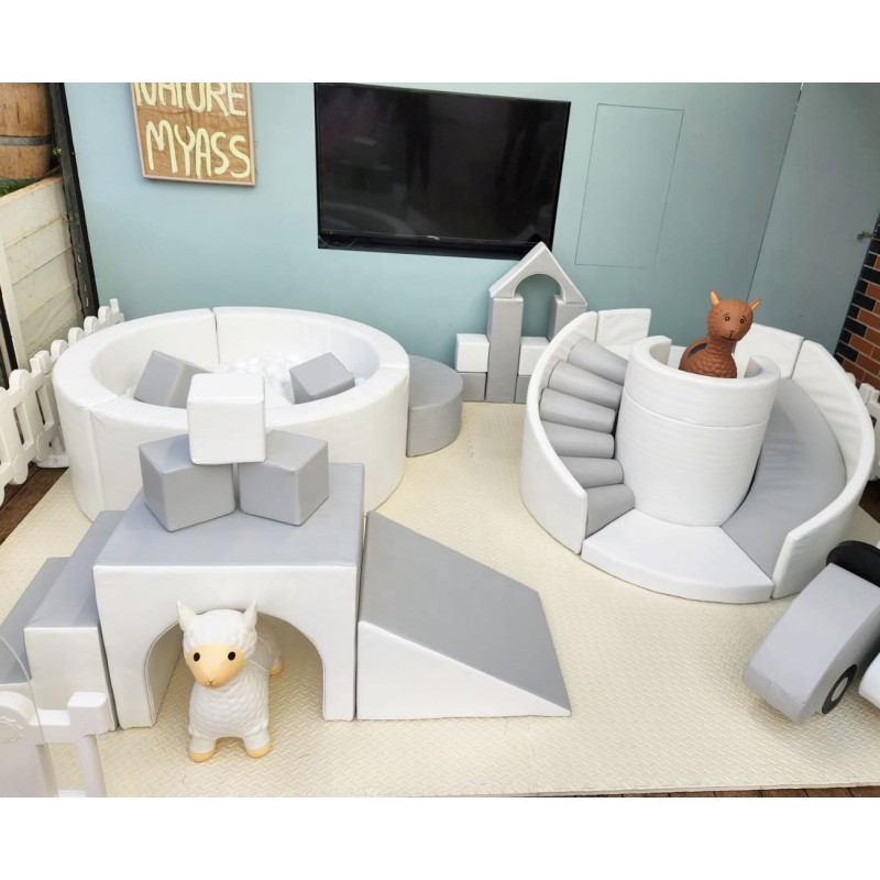 Soft Play Equipment Supplier - White Gray Indoor Playground for Kids