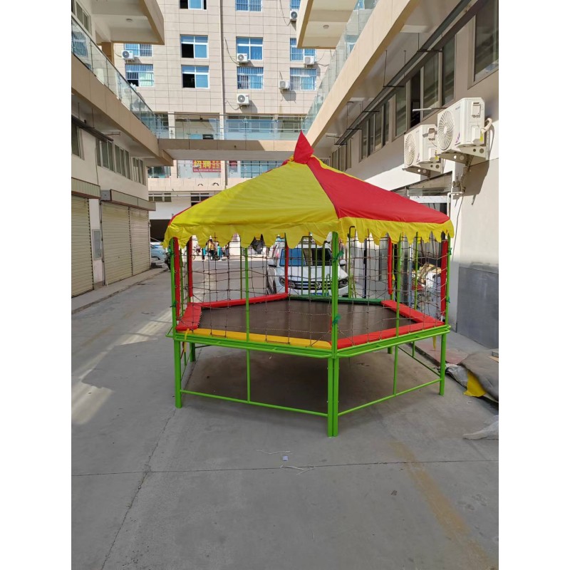 Hexagonal Trampoline Factory - Family-friendly with Net Stairs PP Mat