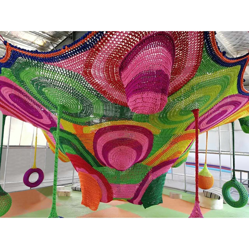 Rope Course Supplier - Rainbow Honeycomb Crocheted Rope Net Outdoor