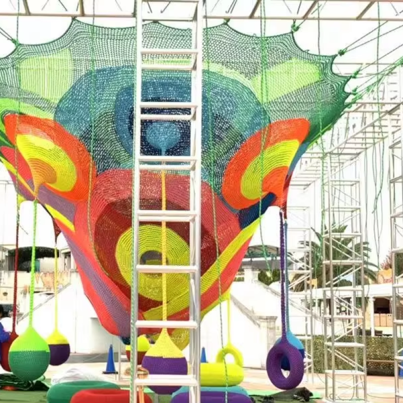 Rope Course Supplier - Rainbow Honeycomb Crocheted Rope Net Outdoor