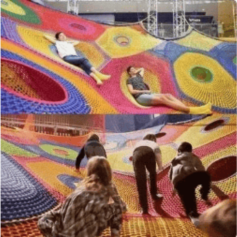 Rope Course Manufacturer - Customized Size Rainbow Crocheted Maze Design