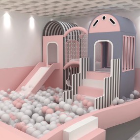 Soft Play Area Supplier - Mini Indoor White Pink Toddler Play Slide