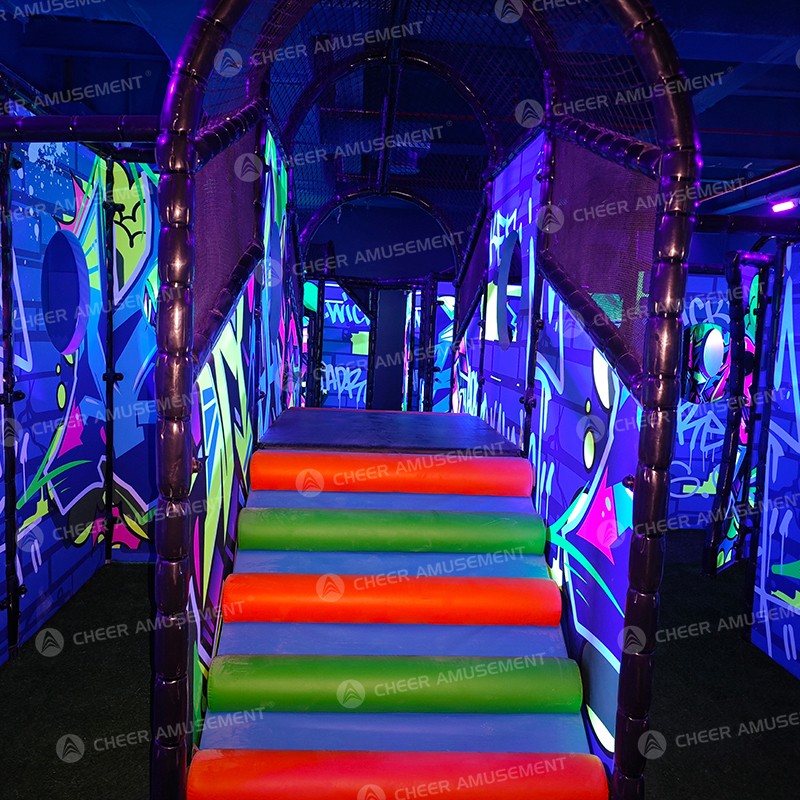 Playground Equipment Supplier - Custom Indoor LED Slides Ninja Course