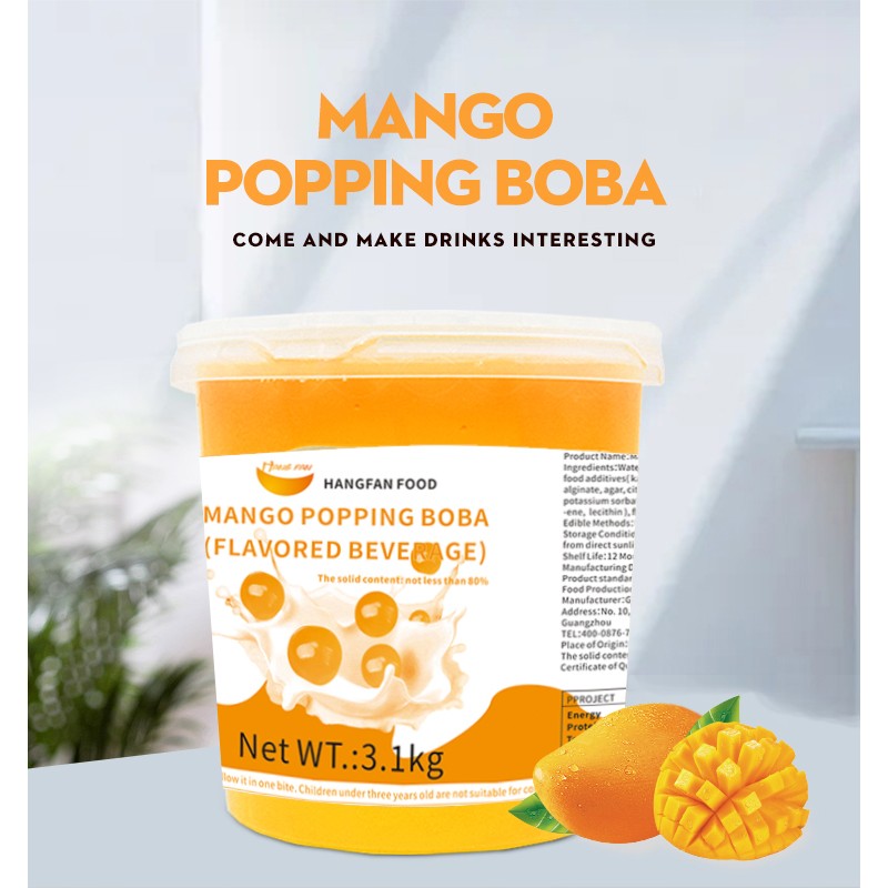 Hot Sale Toppings mango Popping Boba Wholesale Bubble Tea Ingredients Bursting Boba Pearls