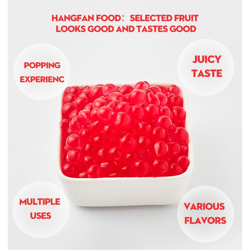 Factory Reserve Price Wholesale 3.1kg New Fruit Flavor Strawberry Popping Boba Pearls Bursting Boba for Bubble Tea