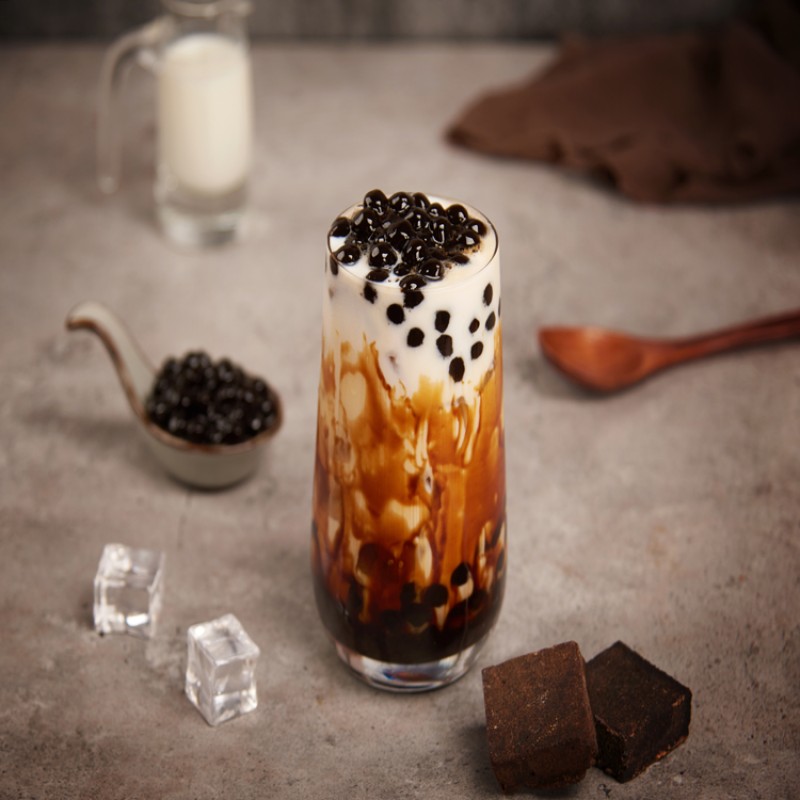 Hangfan High Quality Food Bubble Tea Ingredients Original Black Ball Instant Brown Tapioca Pearls Bubble Boba Pearls