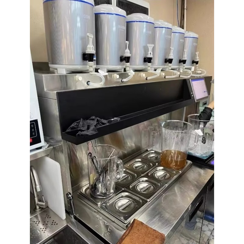 Full Automation Milk Tea Making Bubble Tea Table Bar Counter Machine With Refrigeration Cabinet Coffee Milk Tea Shop Equipment