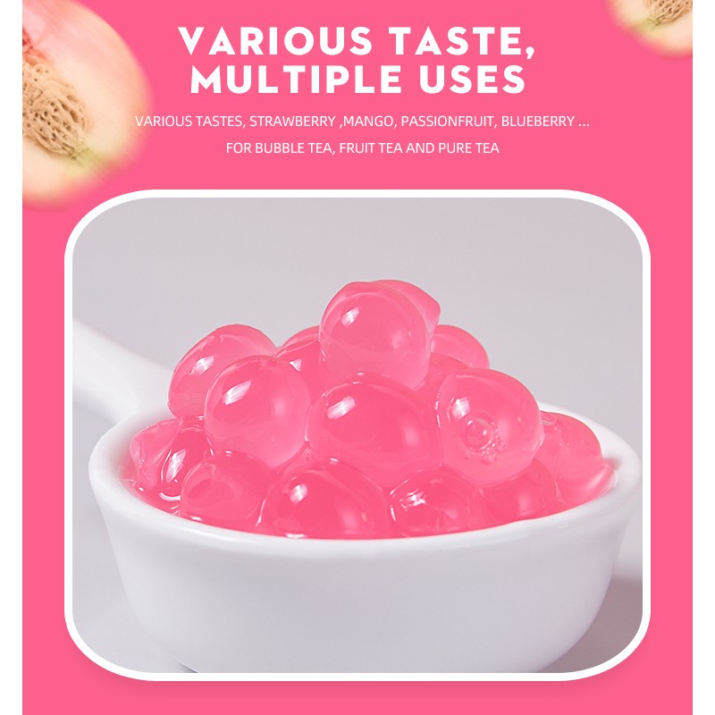 Hot Selling Wholesale Food Bubble Tea Ingredients Bursting Peach Popping Boba Pearls