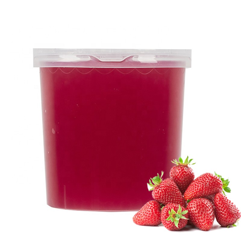 Factory Reserve Price Wholesale 3.1kg New Fruit Flavor Strawberry Popping Boba Pearls Bursting Boba for Bubble Tea