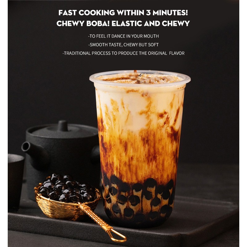 Halal Bubble Tea Ingredients Supply Vendors Wholesale High Quality Brown Sugar Tapioca Pearls Taiwan Bubble Tea Bobas Balls