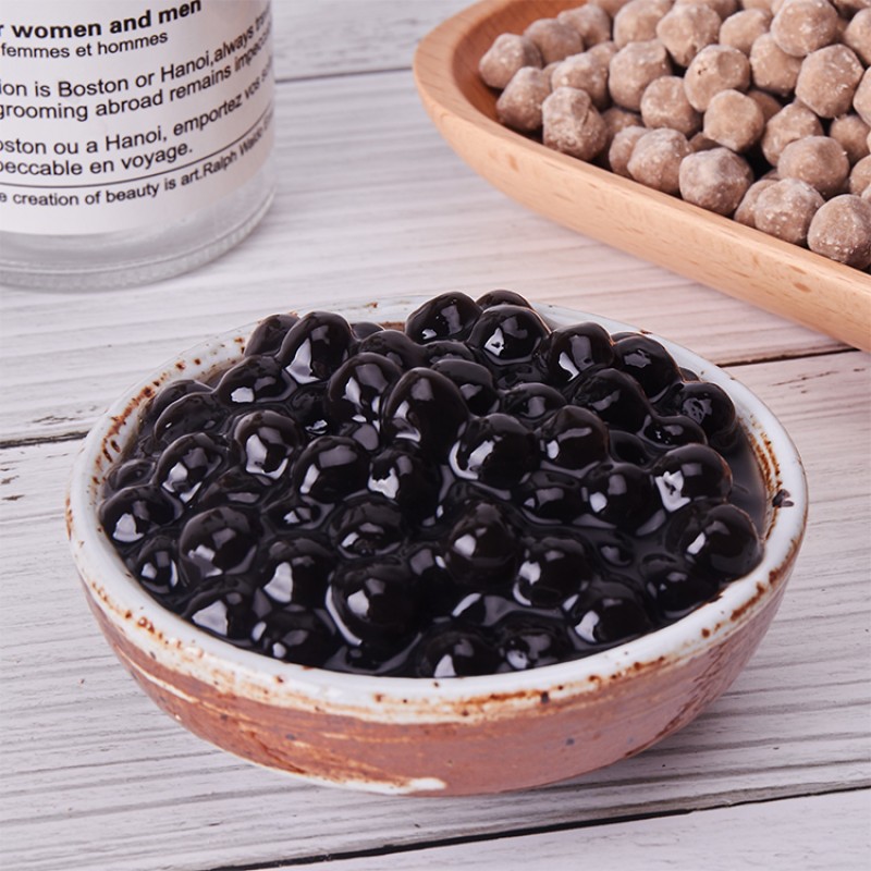 Hangfan High Quality Food Bubble Tea Ingredients Original Black Ball Instant Brown Tapioca Pearls Bubble Boba Pearls