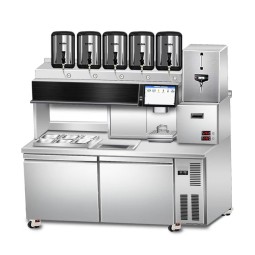 Full Automation Milk Tea Making Bubble Tea Table Bar Counter Machine With Refrigeration Cabinet Coffee Milk Tea Shop Equipment