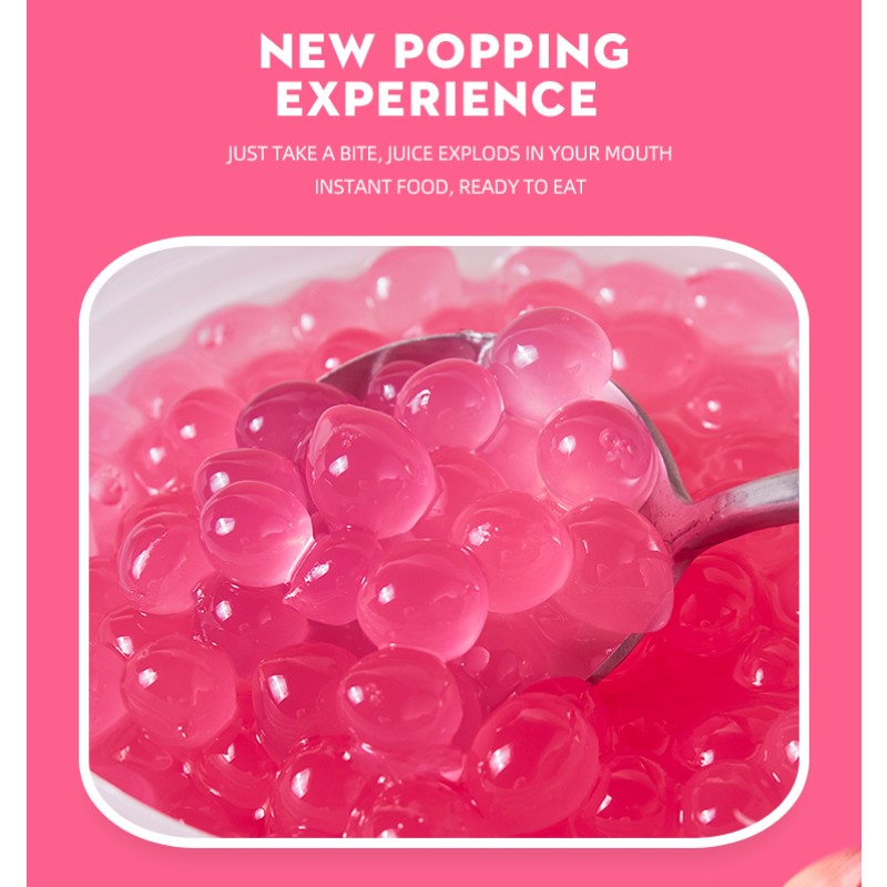 Hot Selling Wholesale Food Bubble Tea Ingredients Bursting Peach Popping Boba Pearls