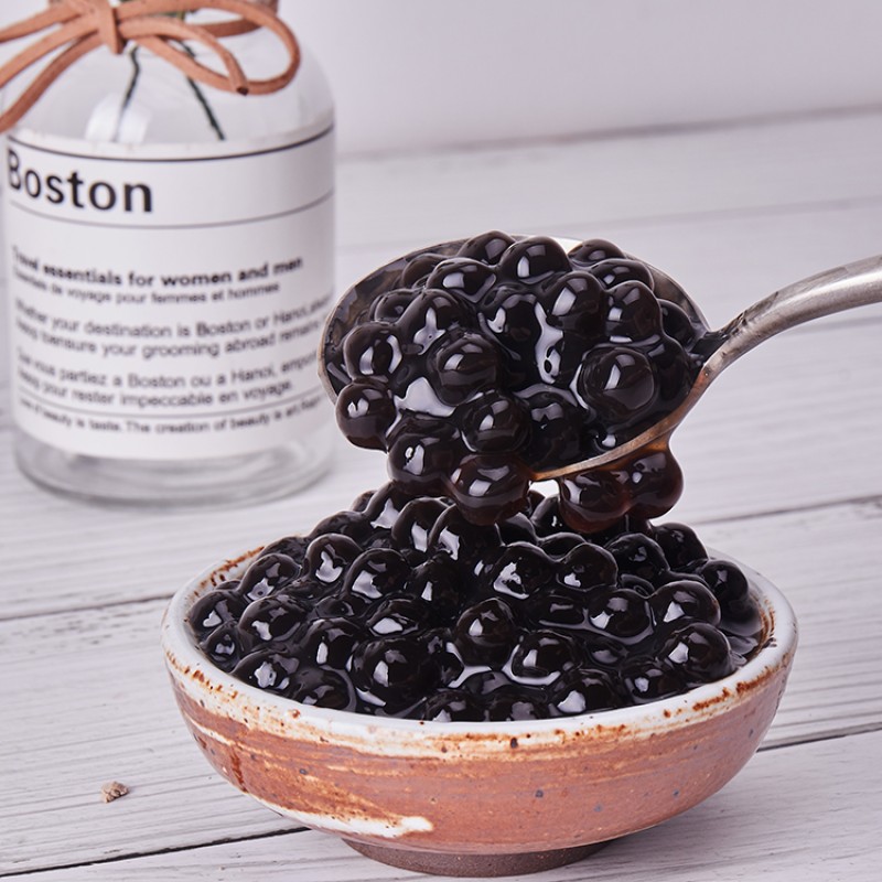 Hangfan High Quality Food Bubble Tea Ingredients Original Black Ball Instant Brown Tapioca Pearls Bubble Boba Pearls