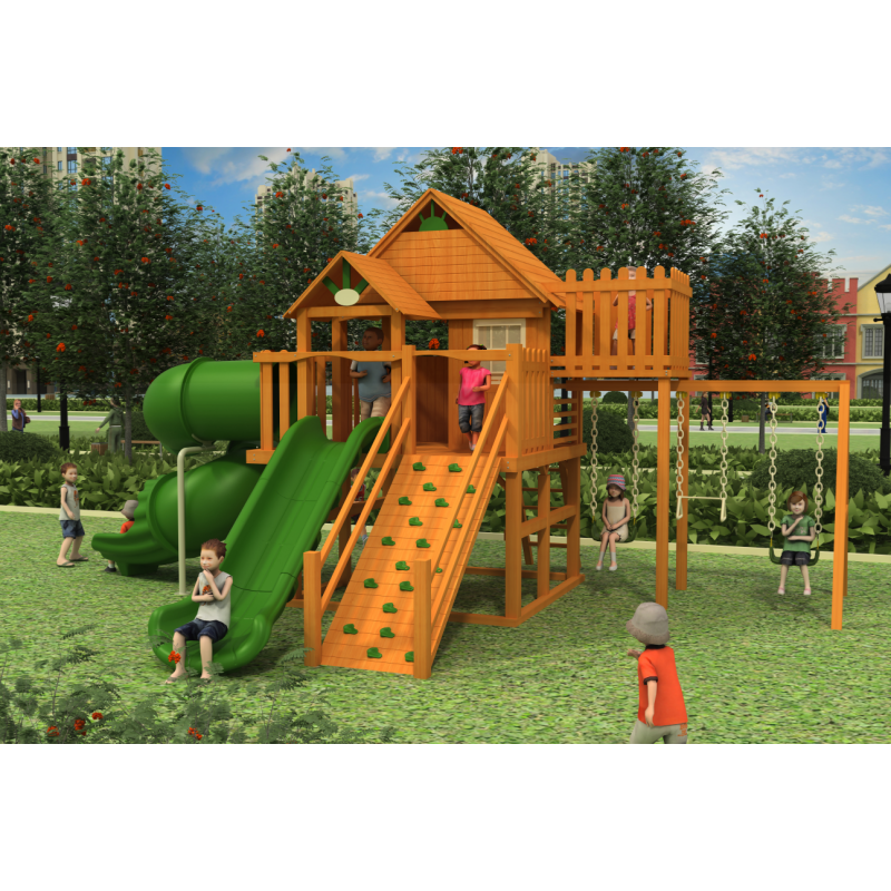 Outdoor Playground Equipment Supplier - Customize Newest Slide Wooden