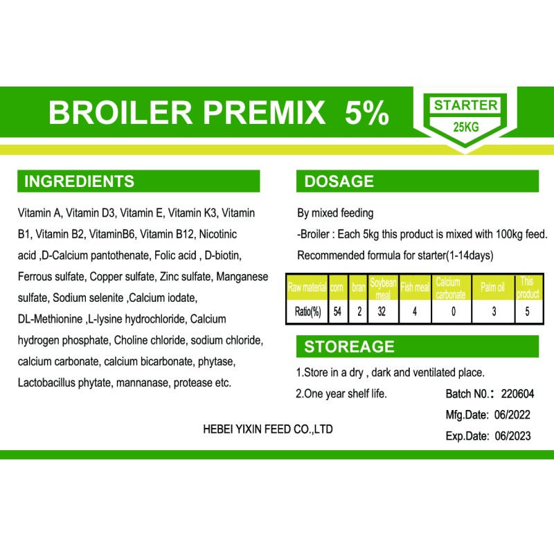 Best Sales Concentrate Chicken Feed Animal Broiler Feed Premix