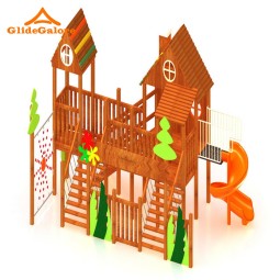 Outdoor Slide Manufacturer - Wooden Climbing Rock Frame Playground