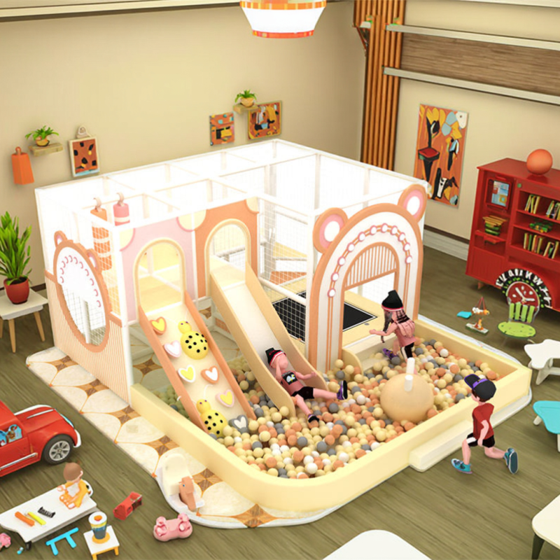 Soft Play Indoor Playground Factory - Macron Themed Slides Ball Pits