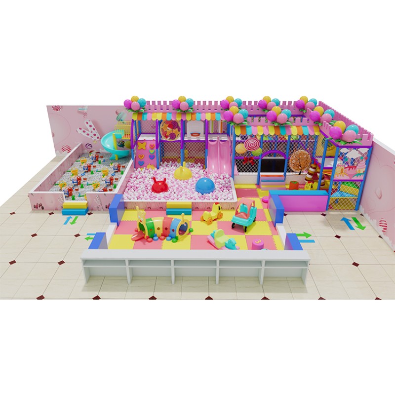 Indoor Play Equipment Factory - Candy Theme Ball Pit Slide Play