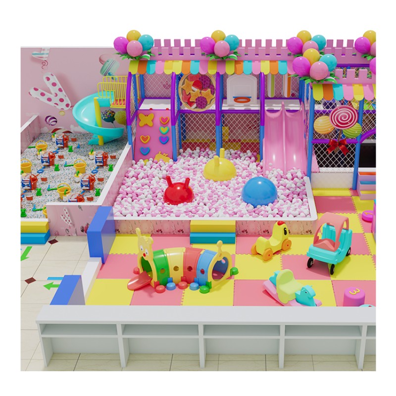 Indoor Play Equipment Factory - Candy Theme Ball Pit Slide Play