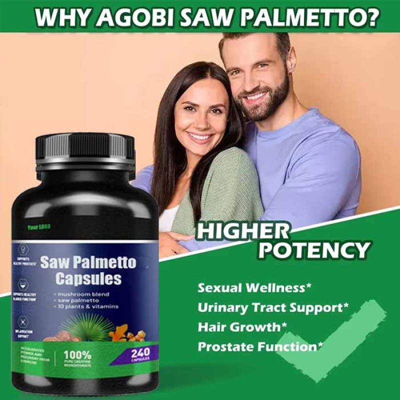 Ausreson OEM/ODM Vegan Saw Palmetto Extract Capsules Herbal Supplements Men Health Support Saw Palmetto Capsules