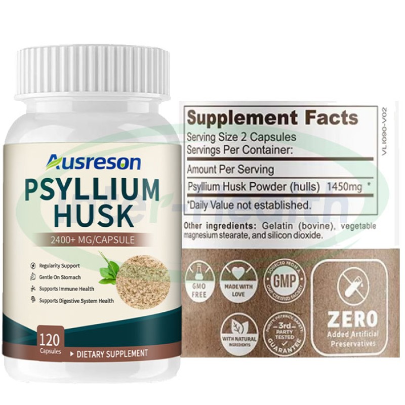Herbal Fiber Supplement 500mg Psyllium Husk Extract Organic Bulk Psyllium Husk Capsules