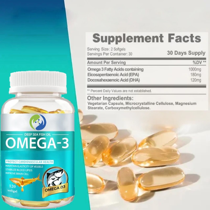 Ausreson OEM Fish Oil Vitamins Epa Dha Vegan Omega-3 6 9 Halal Supplements Bulk 500mg 1000mg Fish Oil omega 3 Softgels Capsules