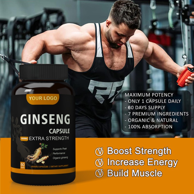Ausreson Health Korean Red Panax Ginseng Extract Capsules Skin Care Energy Supplement Maca Panax Ginseng Capsules for Men