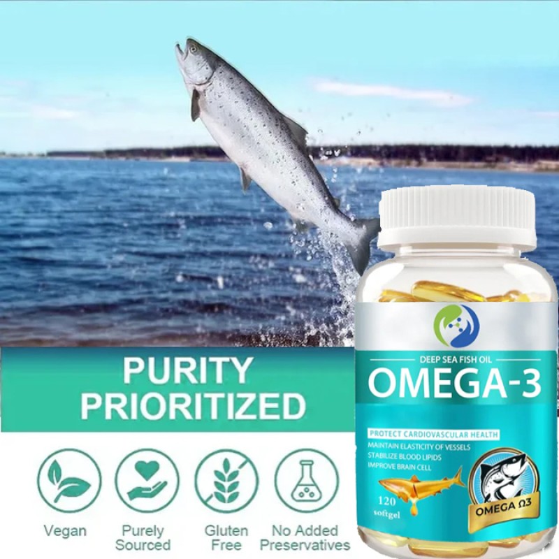 Ausreson OEM Fish Oil Vitamins Epa Dha Vegan Omega-3 6 9 Halal Supplements Bulk 500mg 1000mg Fish Oil omega 3 Softgels Capsules