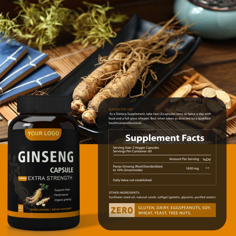Ausreson Health Korean Red Panax Ginseng Extract Capsules Skin Care Energy Supplement Maca Panax Ginseng Capsules for Men